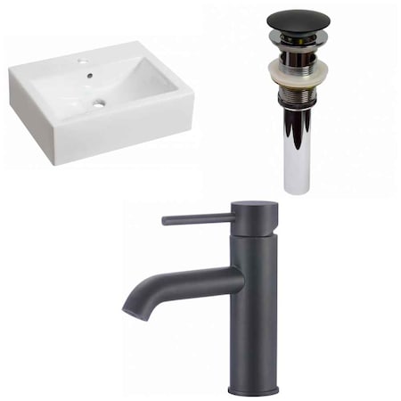 20.25-in. W Above Counter White Vessel Set For 1 Hole Center Faucet